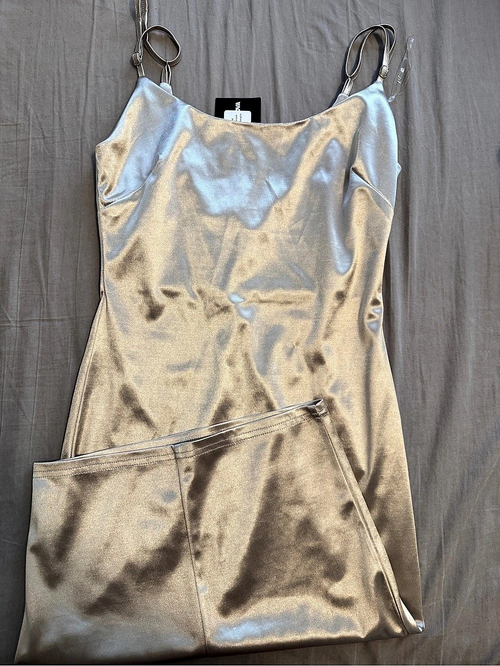 Fashion Nova champagne satin Dress